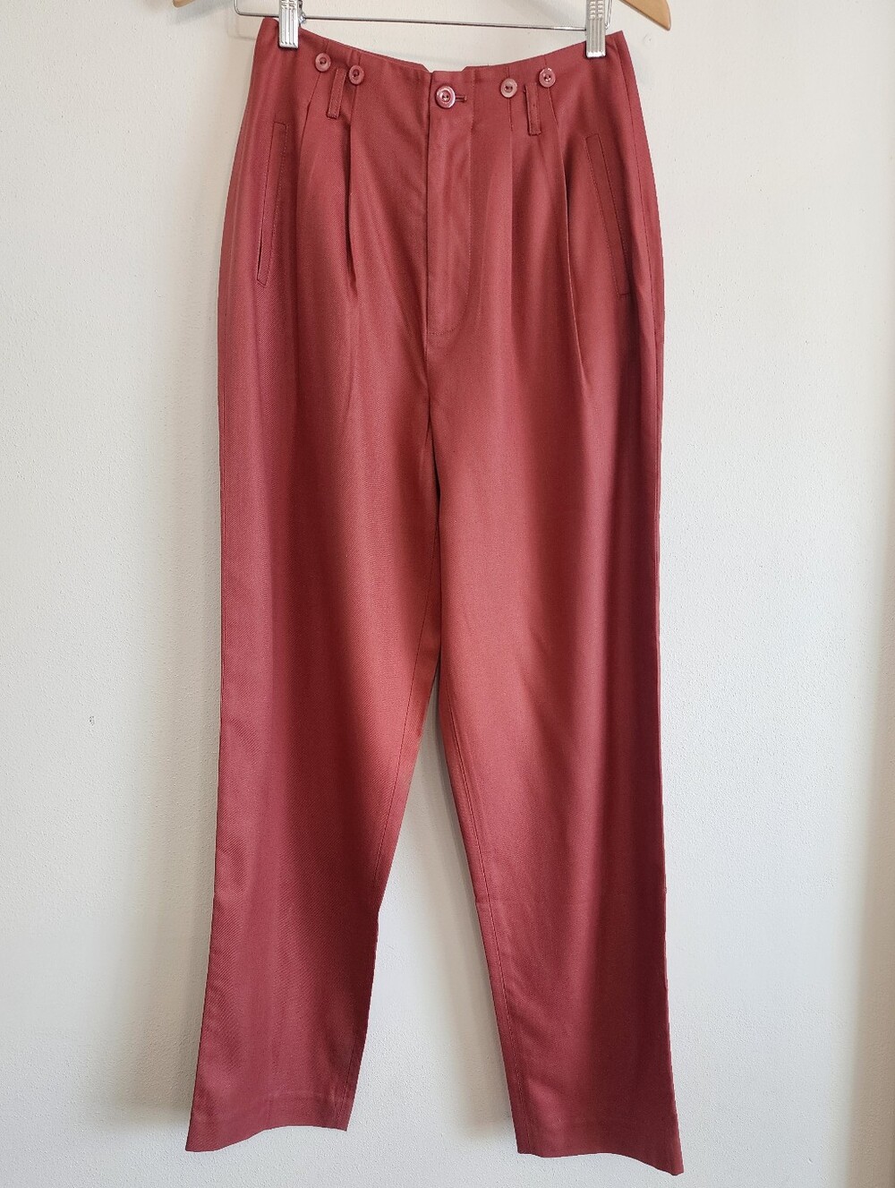 J. Peterman 100% Silk Glamour Pants High Waisted Terracotta Trousers Sz 6 NWOT - Picture 3 of 16